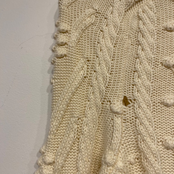 Paco Rabanne Cream Cotton Cable Knit Old Money Minimalist Sweater Size Medium - Picture 6 of 9